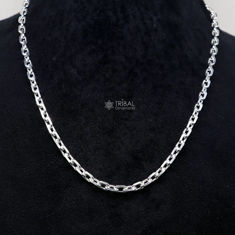 20" 5mm 925 Sterling silver handmade fabulous vintage look Rolo chain unisex gifting necklace jewelry from india ch231