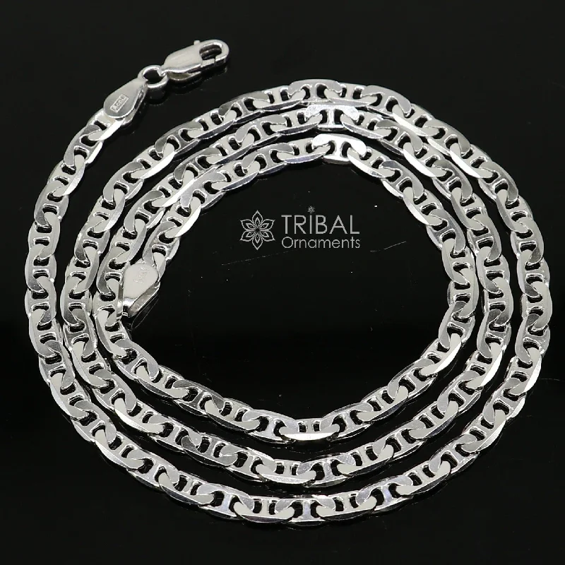 24" 4MM 925 sterling silver handmade solid fancy stylish silver chain necklace Nawabi chain best gifting jewelry from India ch243