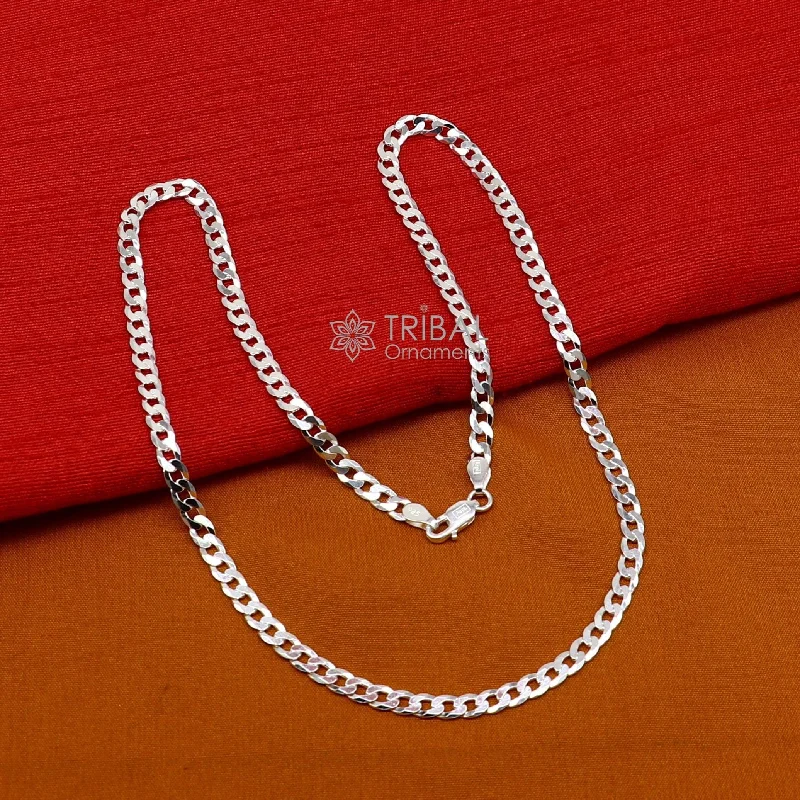 4mm 20" solid 925 sterling silver handmade modern trendy design wheat chain necklace giving it a distinctive and stylish look ch249