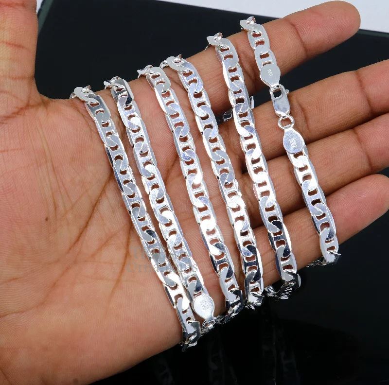 6mm 20" solid 925 sterling silver  handmade modern trendy design unique fancy chain necklace, best gifting unisex jewelry India ch218