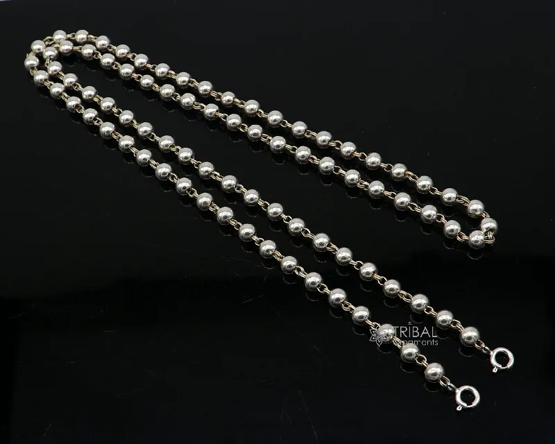 925 sterling silver beaded chain with locking system for necklace of any pendant, best beaded necklace string for all type of pendant ch513