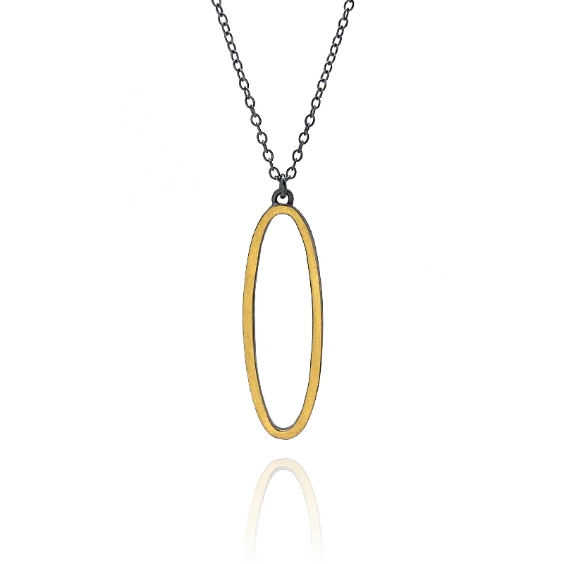 Bi-Metal Open Oval Pendant