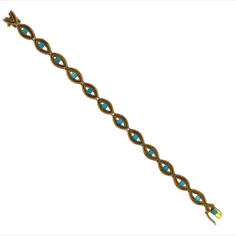 Boucheron 1960s 18KT Yellow Gold Turquoise Bracelet