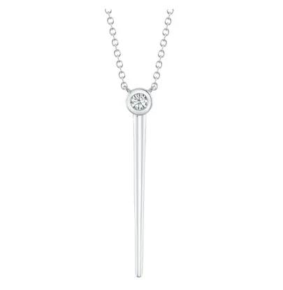 14K White Gold Round Shape Diamond Drop Pendant with a 14K White Gold Cable Link Necklace (.08ctw)