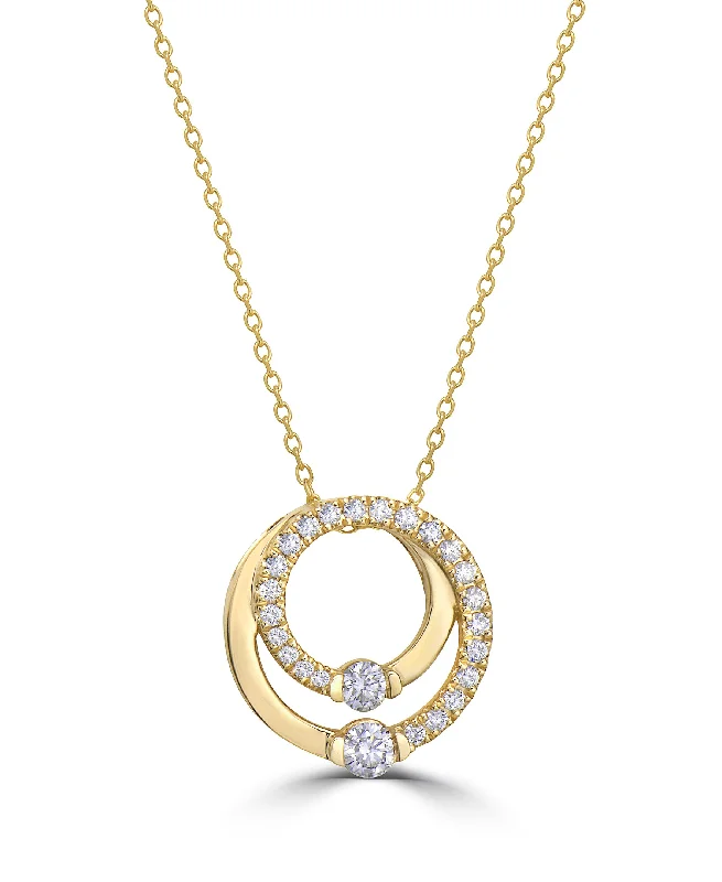 Bremer Jewelry 14K Yellow Gold Diamond Circle Necklace (0.33ctw)