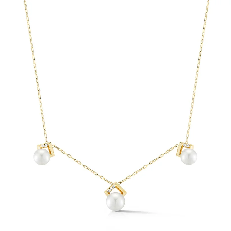 Bremer Jewelry 6.5mm Akoya Cultured Pearl Drop Pendant on a 16 inch 18K Yellow Gold Link Necklace