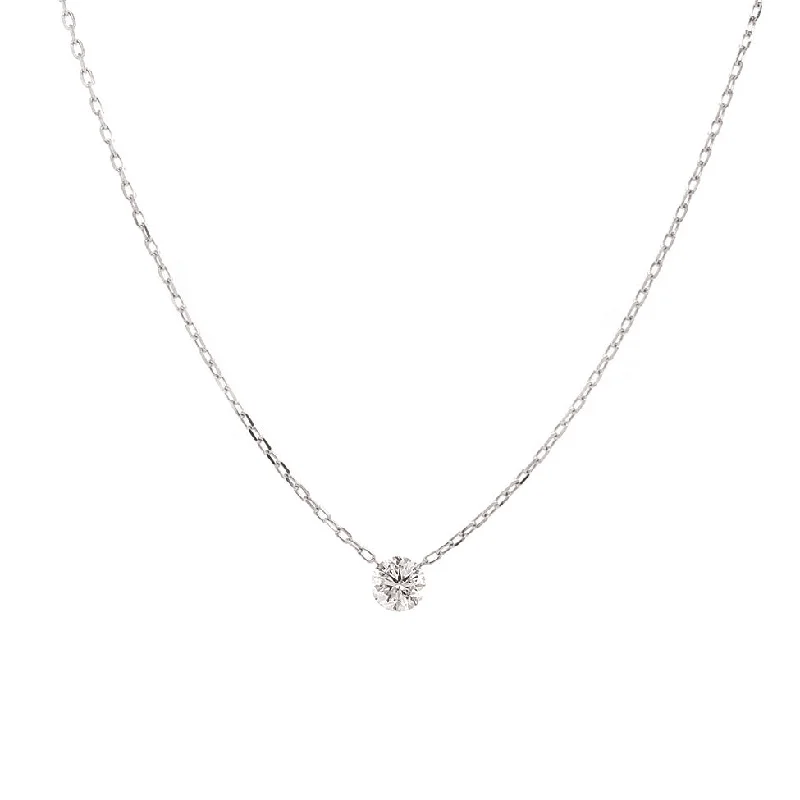 Power of One 18K White Round Shape Floating Diamond Link Necklace (0.36ctw)