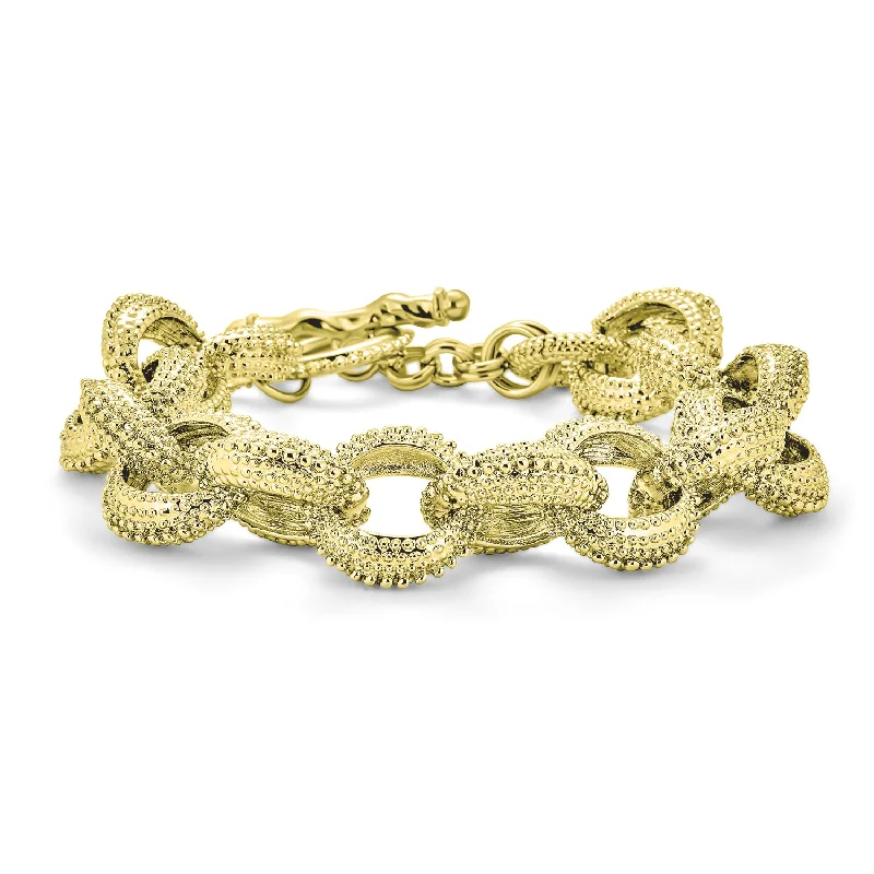 Chunky Chain Link Bracelet with Large Oval Links Toggle Clasp Matte SilverGold