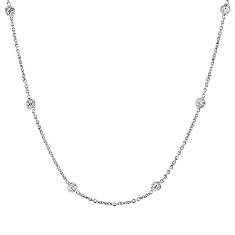 Diamonds by the Yard Station Necklace (0.86 ct Diamonds) in White Gold