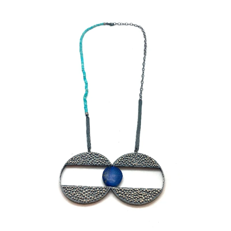 Dual Circle Lapis Necklace