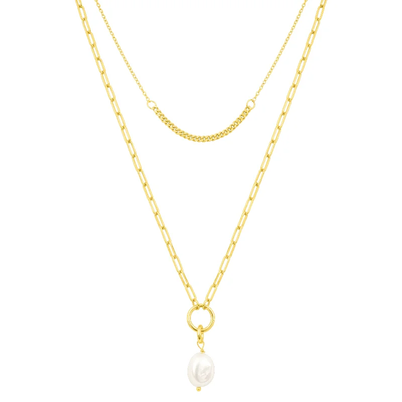 EMILY PEARL LAYER NECKLACE GOLD