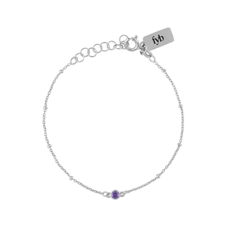 FEBRUARY BIRTHSTONE BRACELET SILVER