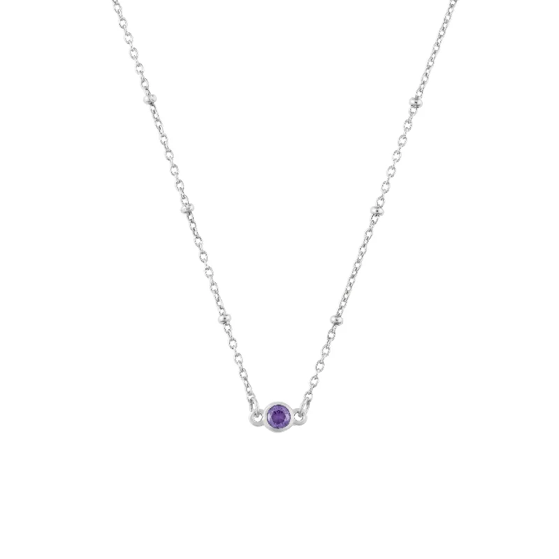 FEBRUARY BIRTHSTONE NECKLACE SILVER