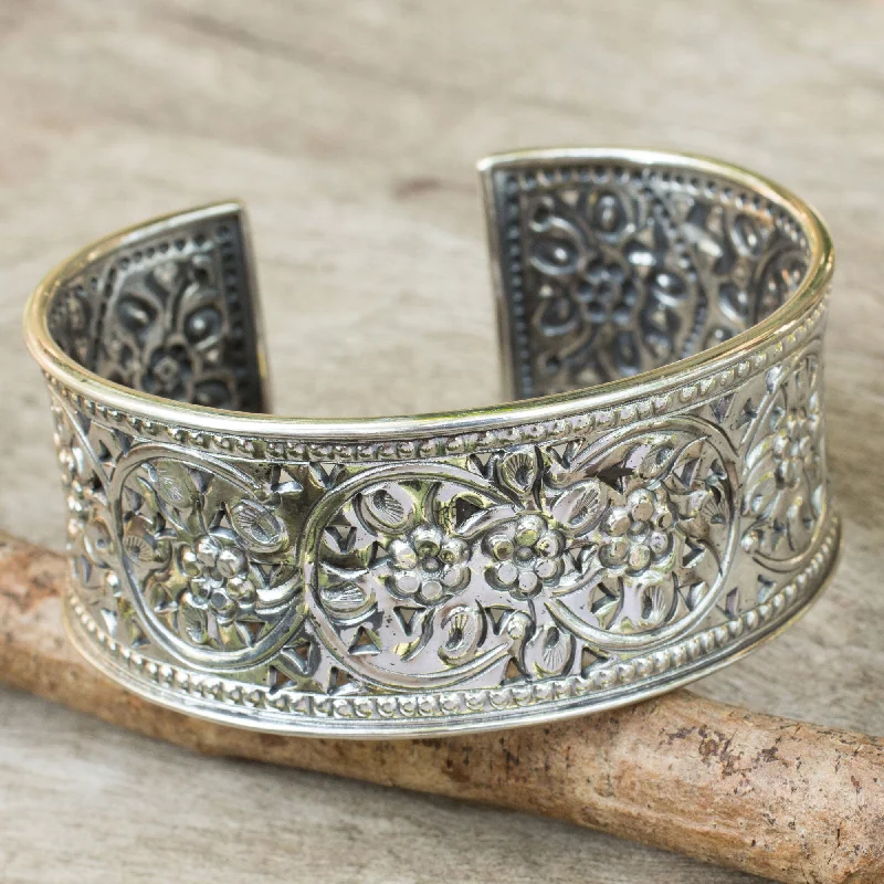 Floral Motif Handmade Cuff Bracelet