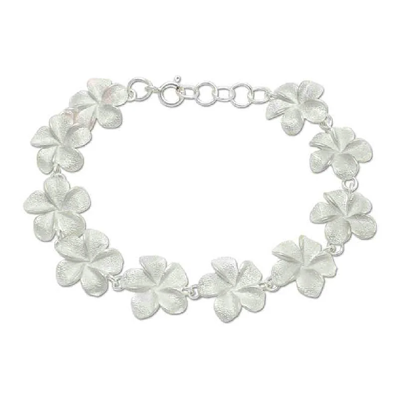 Frangipani Sterling Silver Link Bracelet