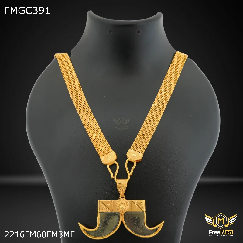 Freemen Dual nail with Milan gold plated Chain Design - FMGC391