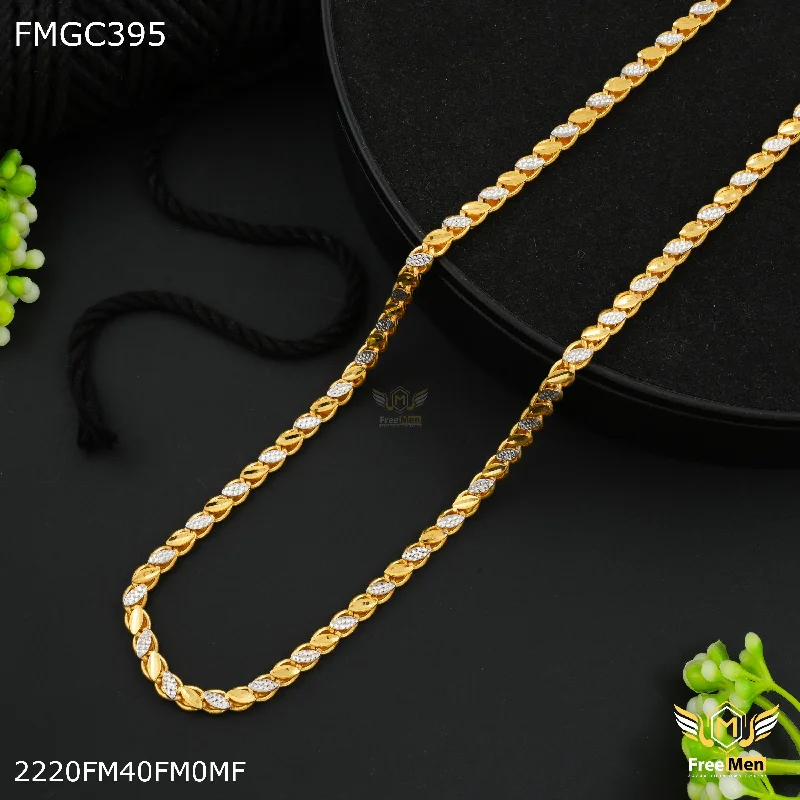 Freemen One by One Rhodium Leaf Design gold plated Chain - FMGC395