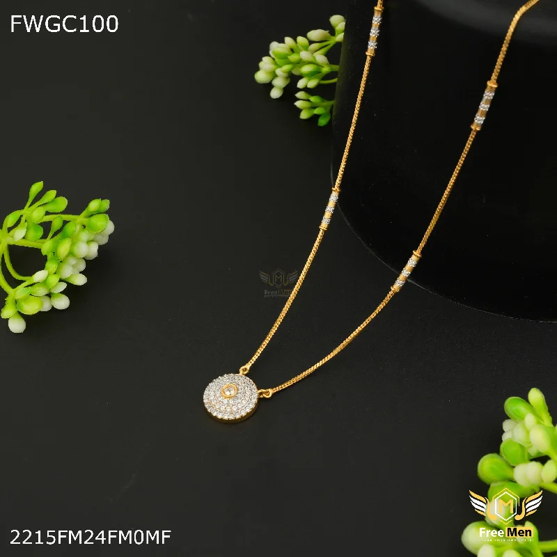 Freemen Round with AD Design gold plated Chain - FWGC100