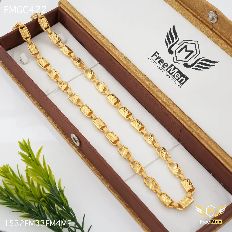 Freemen Stylish C CUT Lotus Gold plated Chain Design - FMGC422