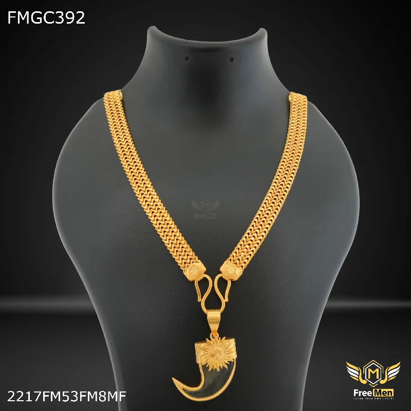 Freemen Two line Broad Milan with Nail gold plated Chain Design - FMGC392