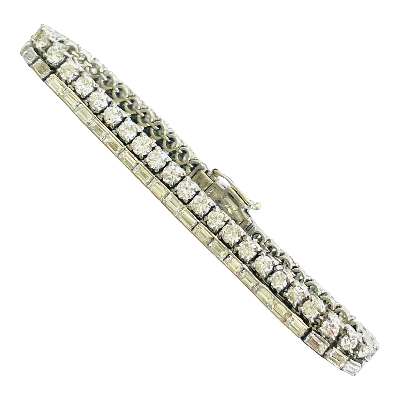 French 1960s Platinum & 18KT white Gold Diamond Bracelet