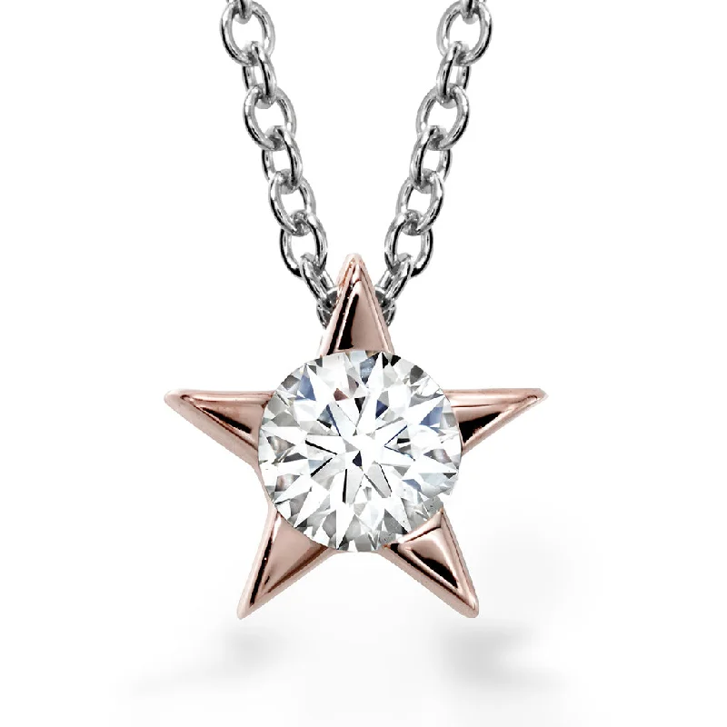 Hearts On Fire 18K Rose Gold Round Shape Diamond Illa Star Necklace (0.17ctw)