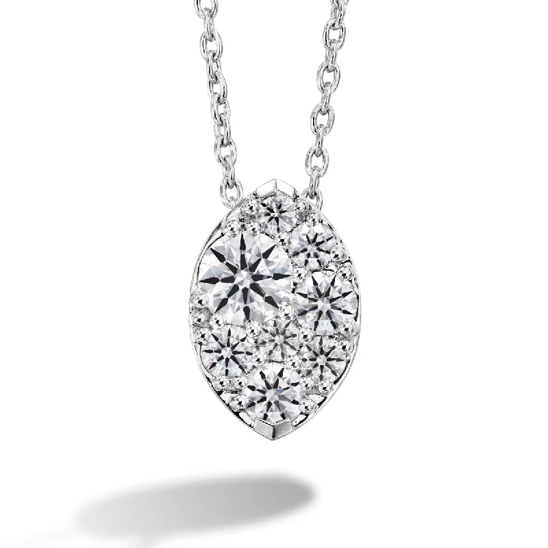 Hearts On Fire 18K White Gold Tessa Diamond Cluster Pendant with a 18K White Gold Link Necklace (0.50ctw)