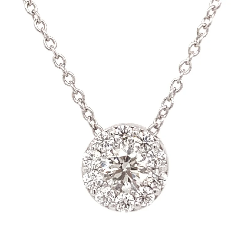 Hearts On Fire 18K White Gold Fulfillment Diamond Cluster Pendant with a 18K White Gold Link Necklace (0.97ctw)