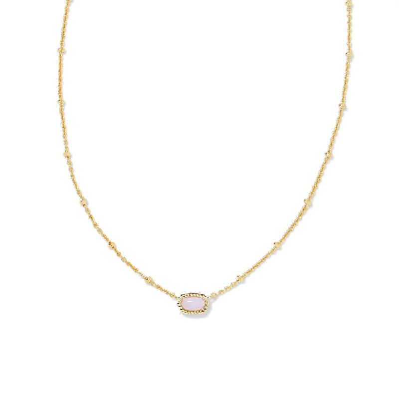 Kendra Scott Mini Elisa Satellite Short Pendant Necklace - Gold Pink Opalite Crystal