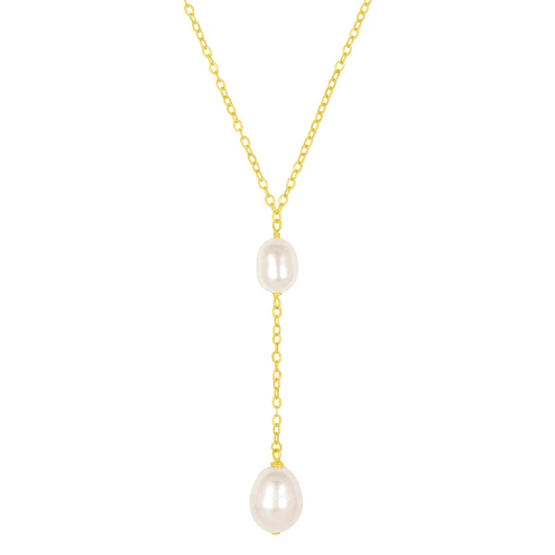 LULA PEARL LARIAT NECKLACE GOLD