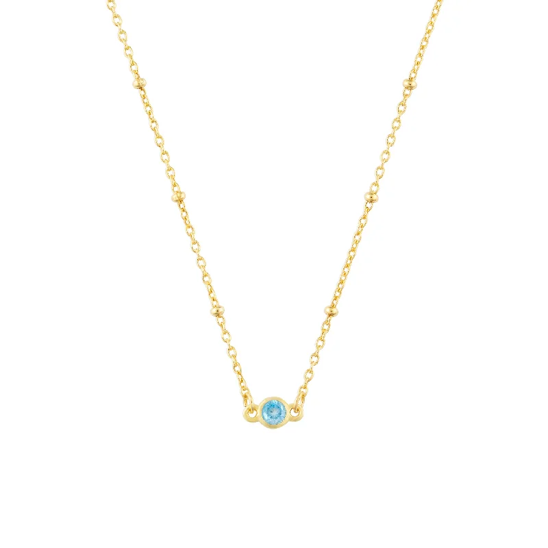 MARCH BIRTHSTONE NECKLACE GOLD