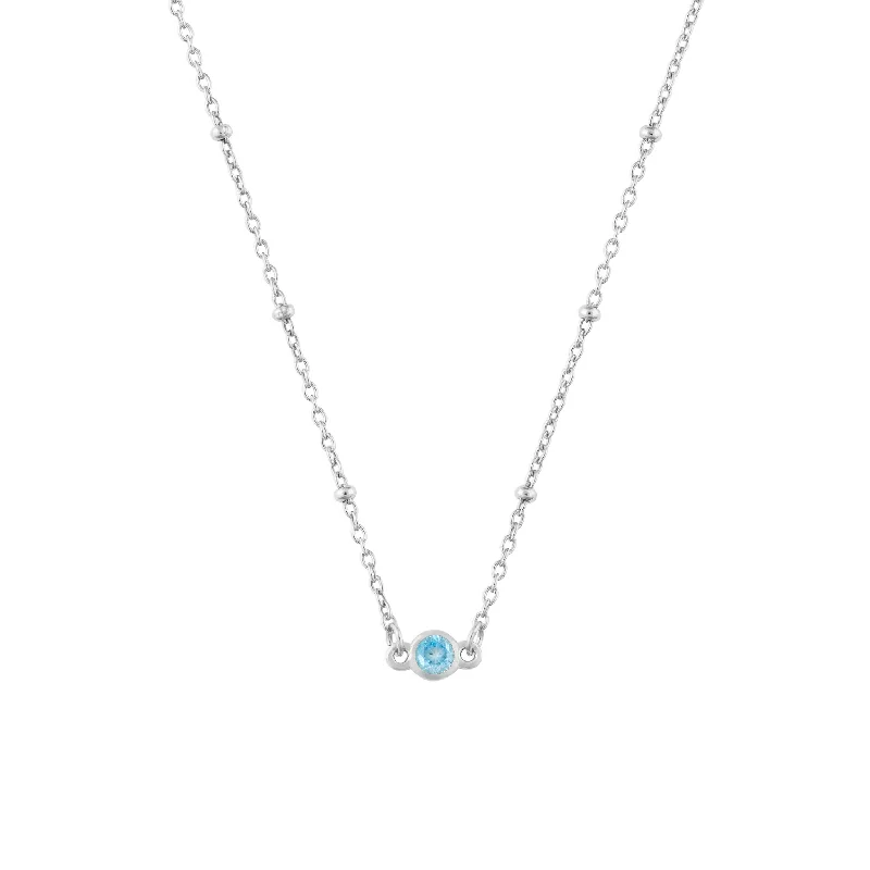 MARCH BIRTHSTONE NECKLACE SILVER