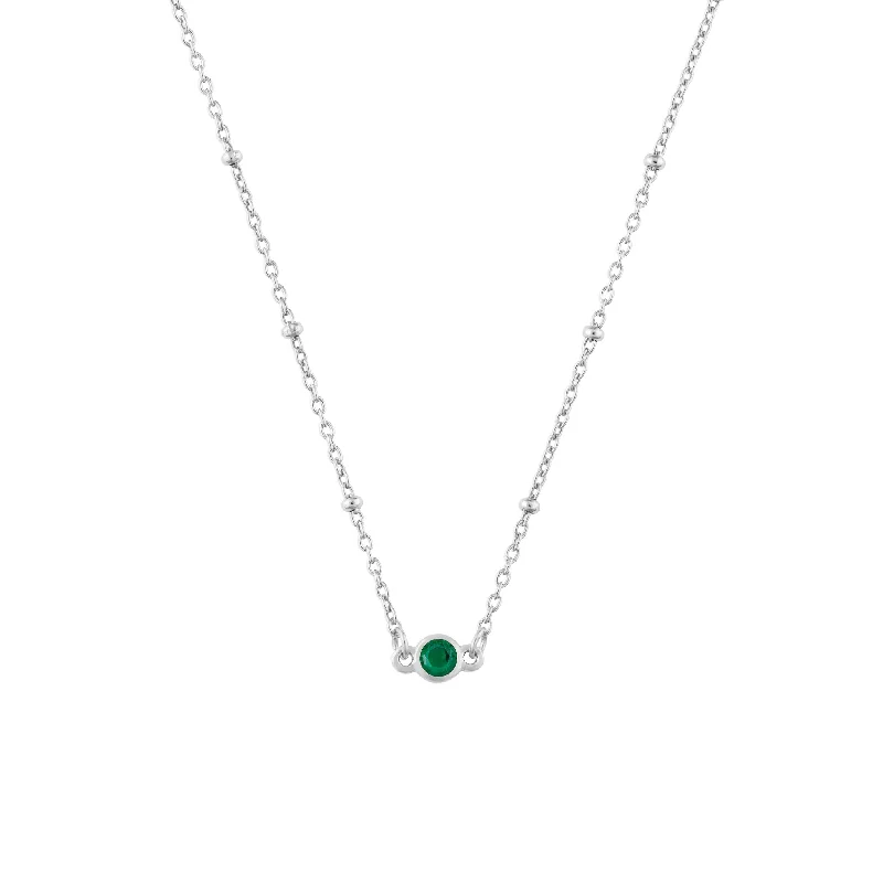 MAY BIRTHSTONE NECKLACE SILVER