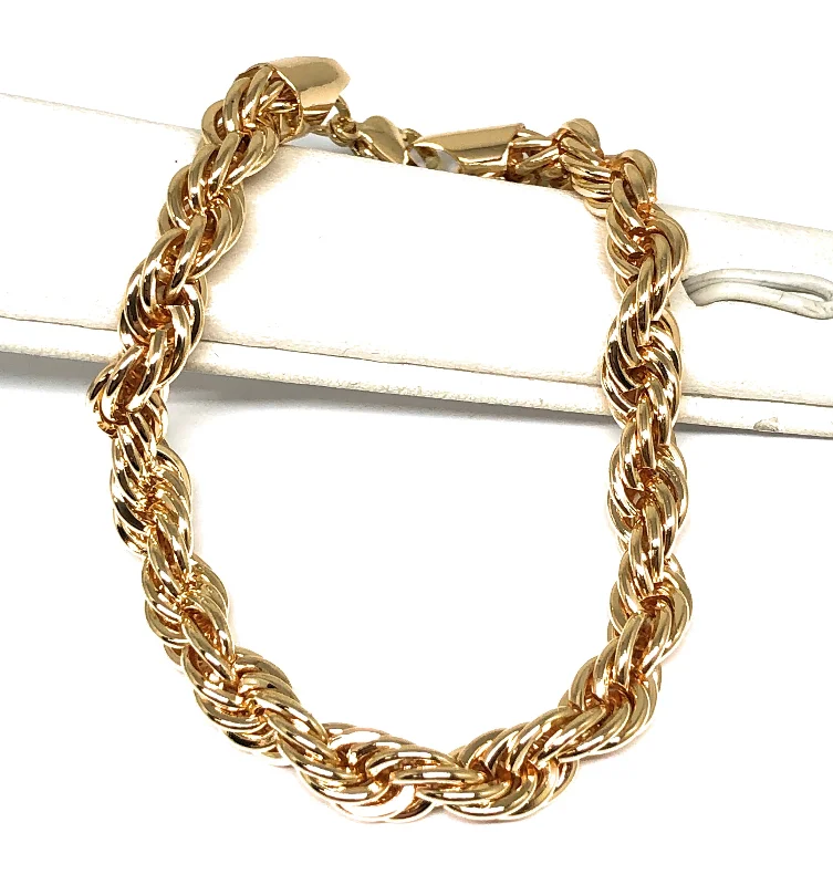 Men’s Gold Plated ROPE Bracelet 8” 7mm Width Esclava