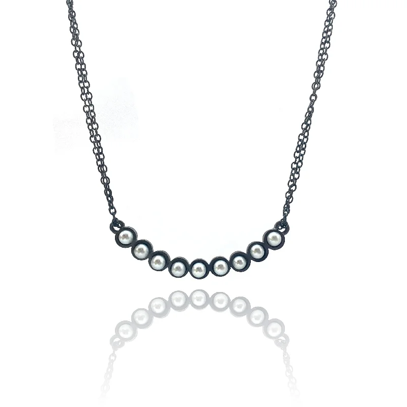 Oxidized Pearl Necklace