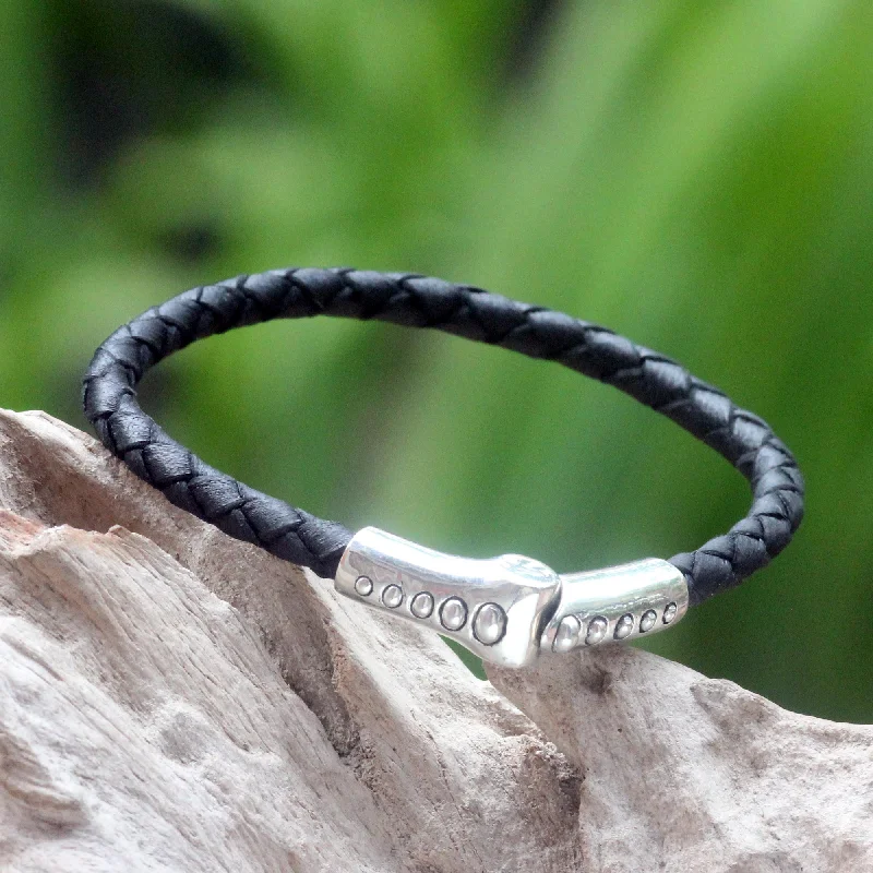 Pulse Sterling Silver & Leather Bracelet