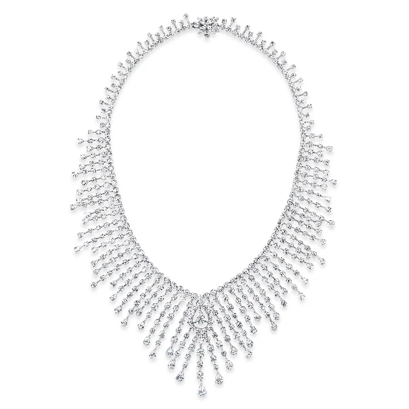 Beauvince Rain Diamond Necklace (30.13 ct Diamonds) in White Gold