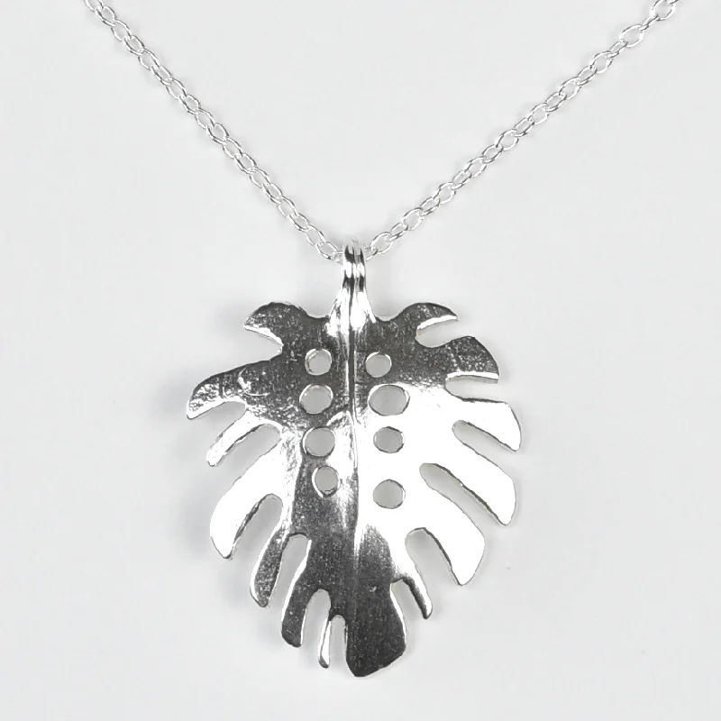 Silver Monstera Leaf Necklace