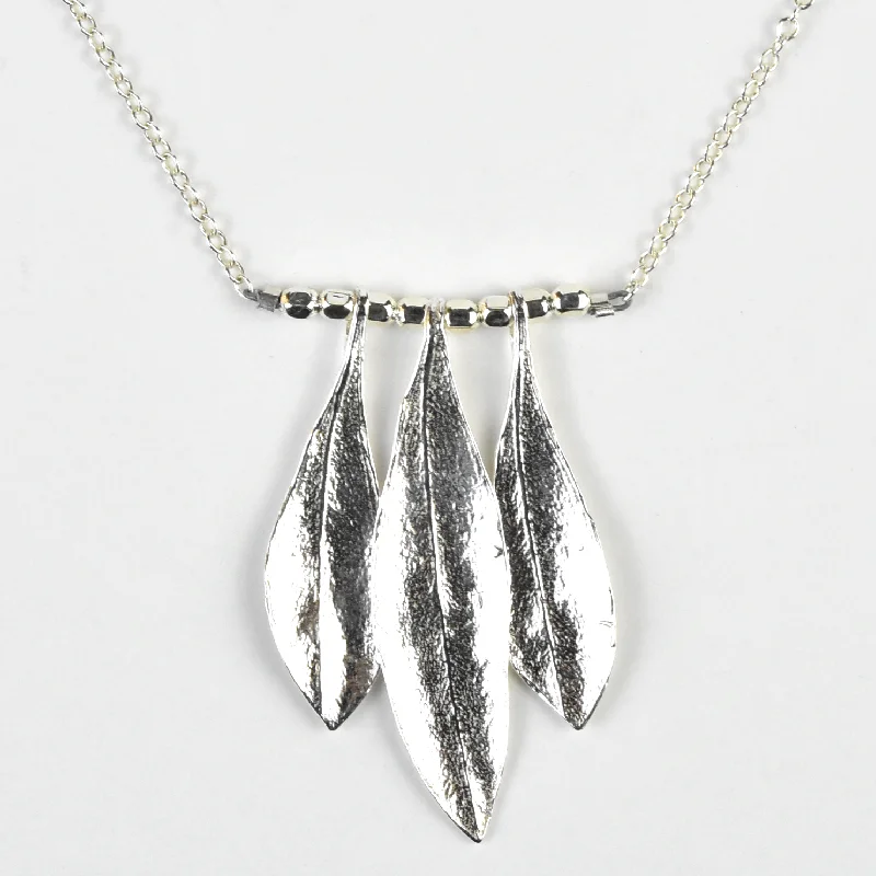 Three Olive Leaves Necklace